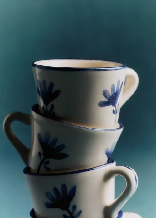 Coffret de 4 tasses expresso - Petite Fleur - Bleu Orage — image 5