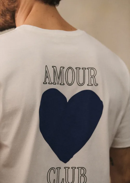 T-Shirt Coeur Amour Club - Blanc / Marine — image 5