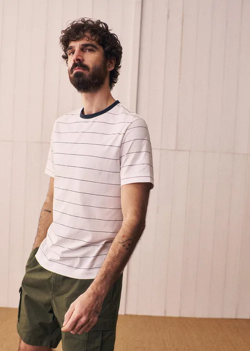 T-Shirt Samy - Blanc Rayures Fines Noires — image 7