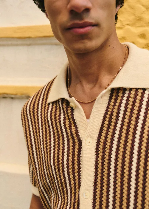 Chemise Maille Angelo - Ecru / Marron — image 4
