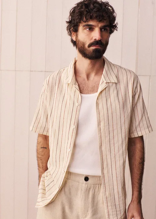 Chemise Holt - Écru Rayures Texturées Marron — image 3