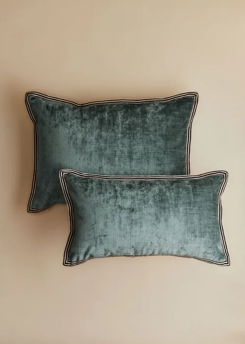 Coussin Velours Texturé - Grand modèle - Bleu — image 3