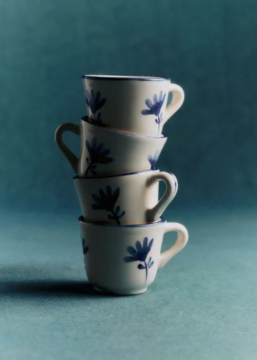Coffret de 4 tasses expresso - Petite Fleur - Bleu Orage — image 3