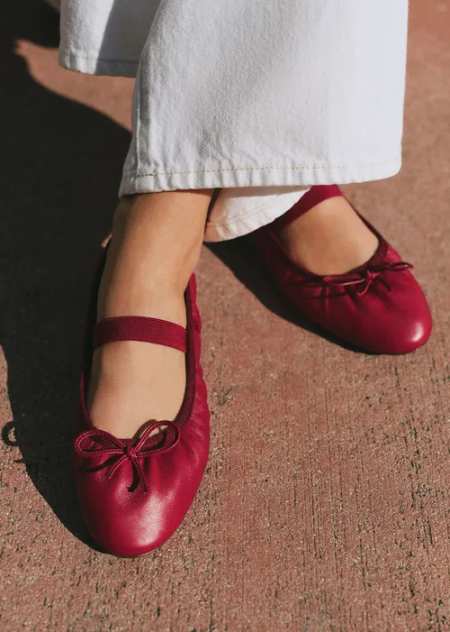 Ballerines Low Amélie - Cerise Lisse Plissé Élastique — image 3