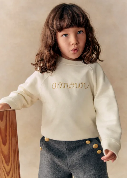 Sweat-Shirt Tommy Amour - Ecru/Doré — image 3