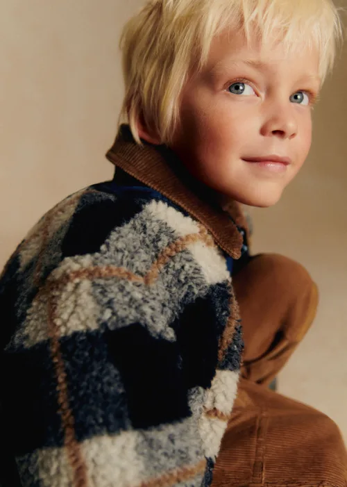 Manteau Sari - Carreaux Bleu et Ecru — image 3
