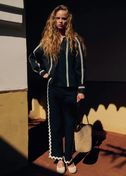 Pantalon Fausto - Noir Zigzag Ecru — image 4
