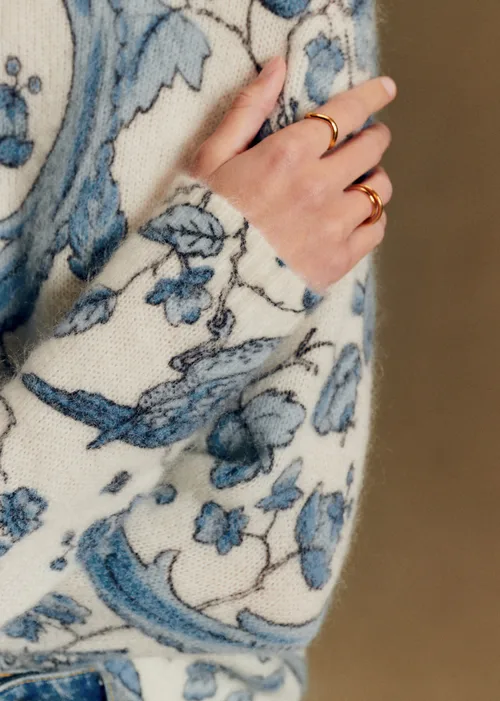 Pull Thibault - Sézane x Antoinette Poisson - Imprimé Oiseaux Bleus — image 3