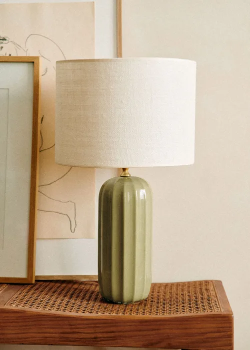 Lampe Traviata - Vert Olive - Abat-jour Dolce - Jute Écru — image 2