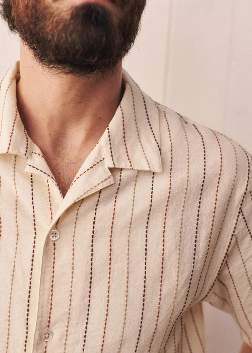 Chemise Holt - Écru Rayures Texturées Marron — image 5