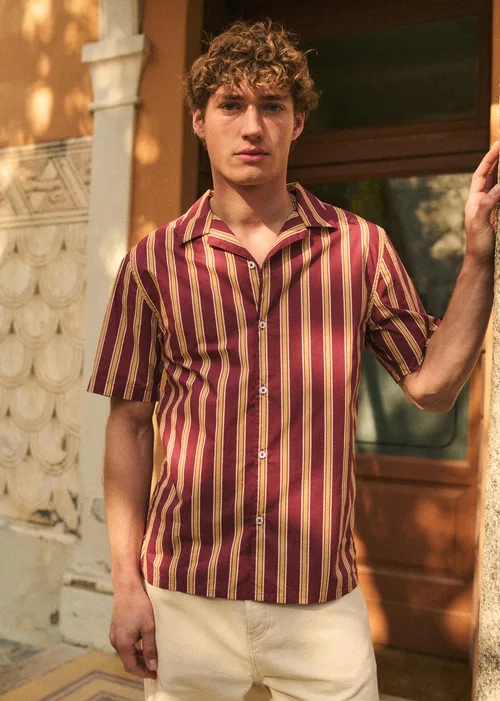 Chemise Holt - Bordeaux Rayures Moutarde — image 3