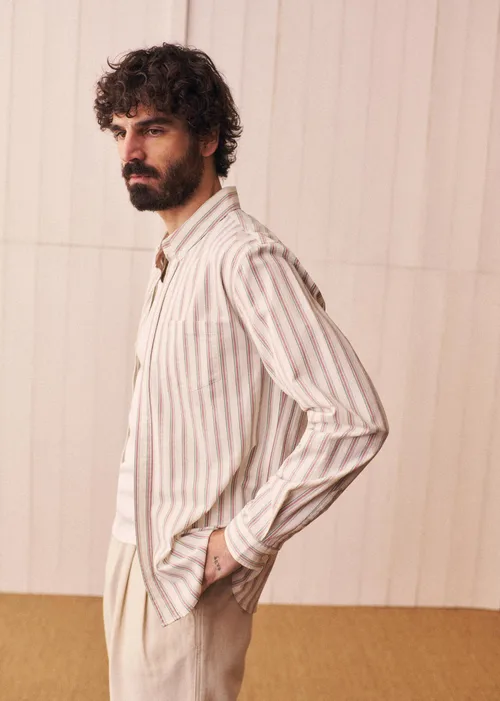 Chemise Charlie Seersucker - Blanc Rayures Rose / Vert — image 5