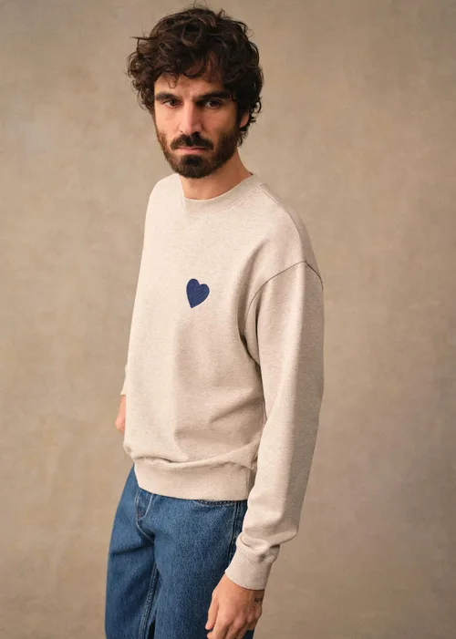 Sweatshirt Coeur Chaînette - Gris Chiné — image 4