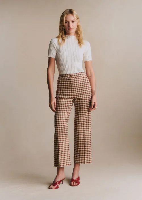 Pantalon Martin Crop - Vichy Marron Ecru