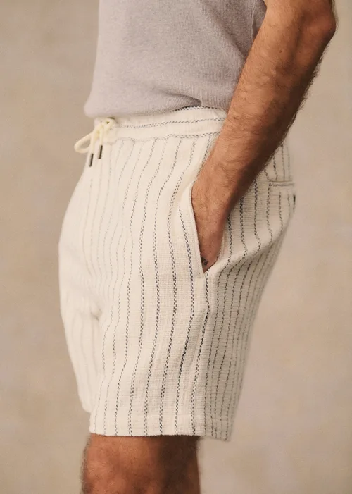 Short Priam Texturé - Écru Rayures Bleues — image 6