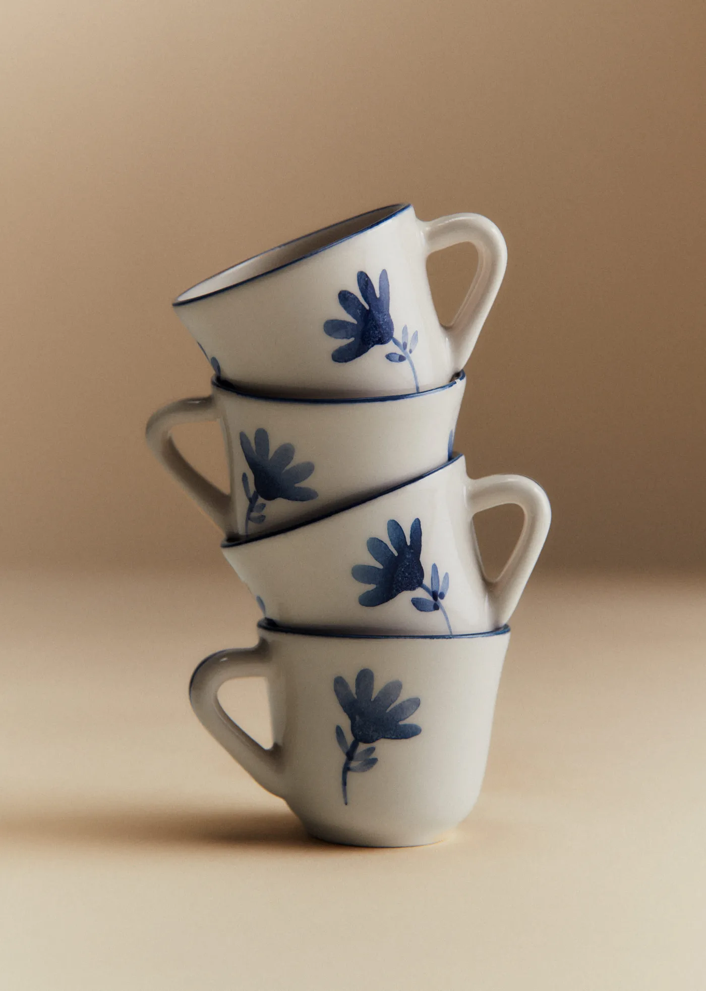 Coffret de 4 tasses expresso - Petite Fleur - Bleu Orage