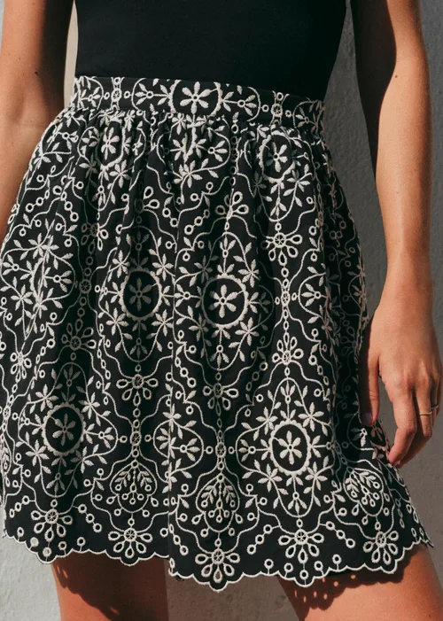 Jupe Nao - Broderie Contrastée Noir Écru — image 3