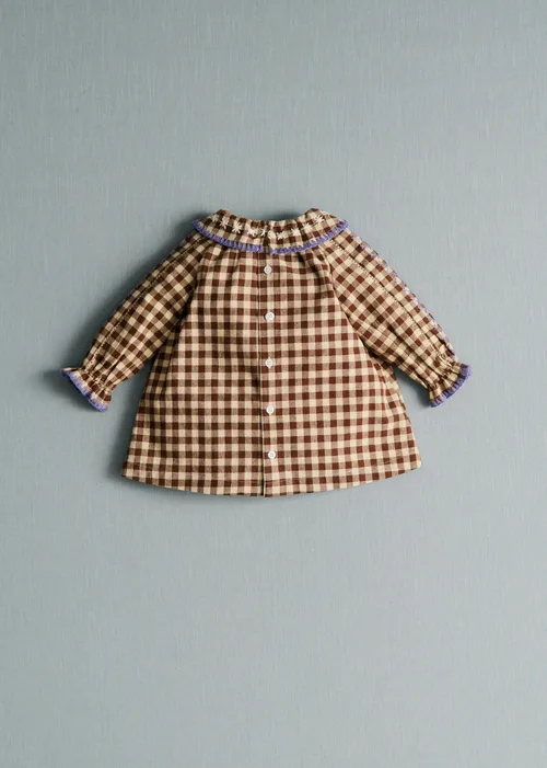 Robe Hélo - Vichy Marron Broderies Lila — image 5