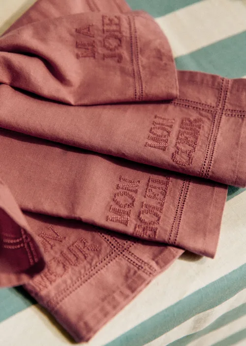 Set de 4 Serviettes - Les Mots brodés - Blush — image 5