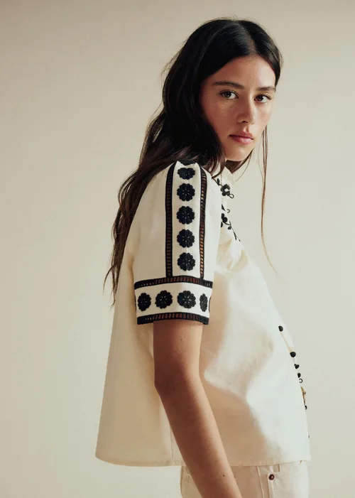 Blouse Hanae - Noir Fond Écru — image 4