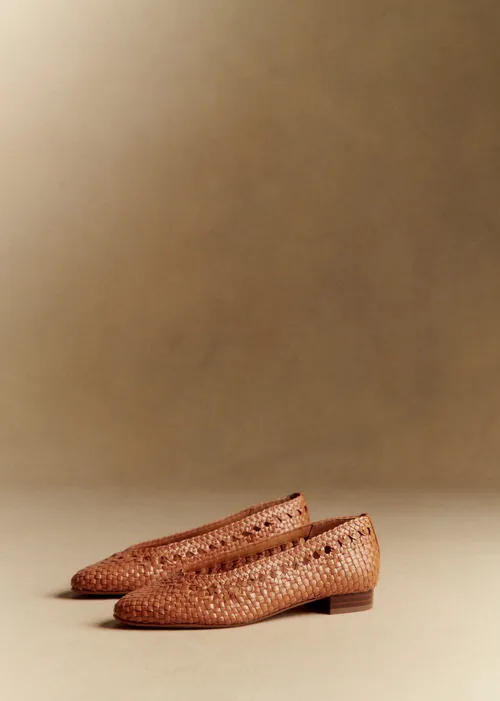 Ballerines Low Anya - Camel Lisse Tressé — image 4