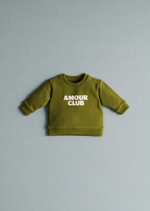 Sweat-Shirt Amour club - Olive / écru