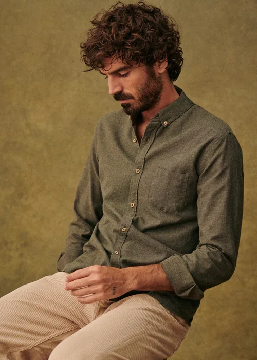 Chemise Charlie Flanelle - Kaki — image 4