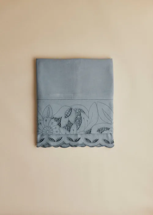 Nappe Brodée - Dimanche au Jardin - Bleu orage — image 6