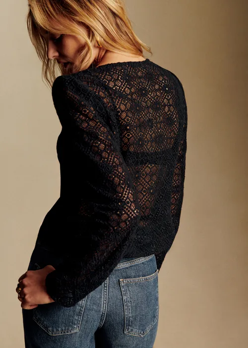 Chemise Alwane - Guipure Unie Noir — image 3
