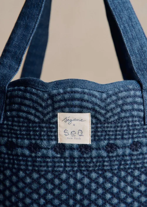 Cabas denim - SEA NY X SÉZANE - Bleu Denim Brodé — image 3