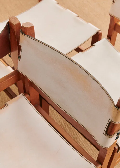 Lot de 6 chaises Maison Regain années 1960 - Orme et Cuir — image 7