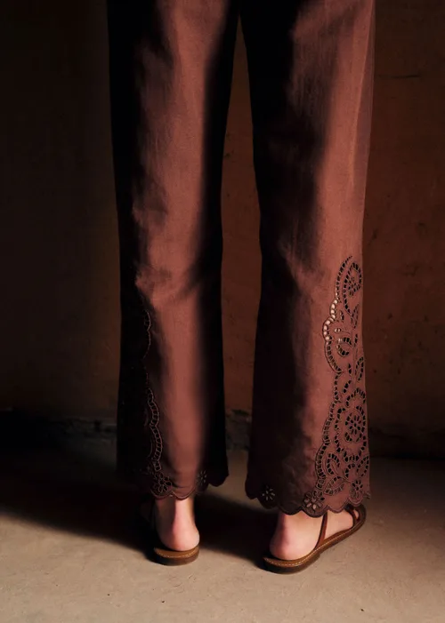 Pantalon Fausto - Broderie Unie Chocolat — image 4