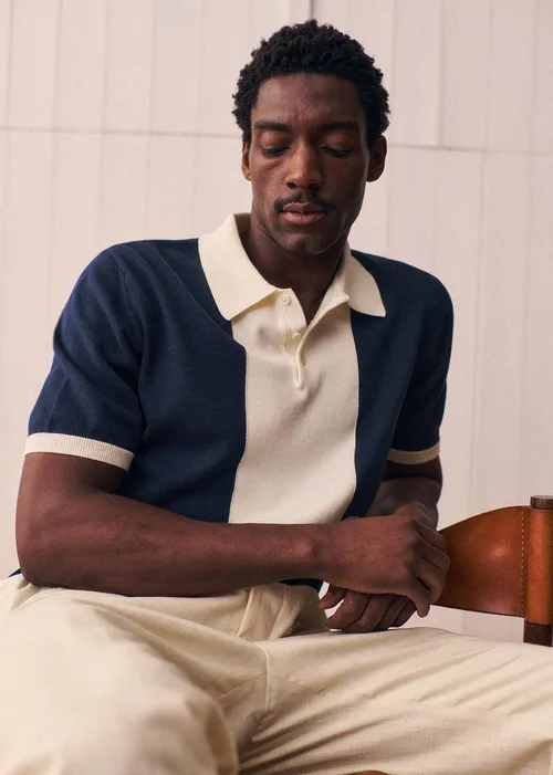 Polo Maille Tommaso - Marine / Ecru — image 3