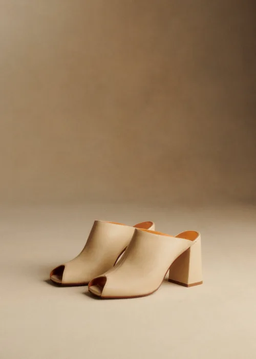 Mules High Bruna - Crème lisse — image 3