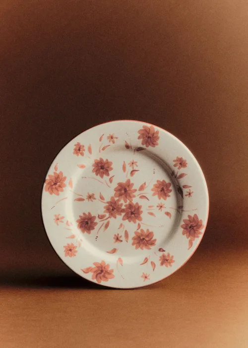 Set de 4 assiettes plates - Fleurs de Jardin - Terre de sienne — image 3