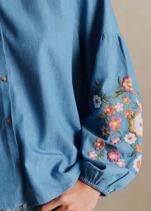 Chemise Nerissa - Broderie Placée Multico Fond Chambray — image 3