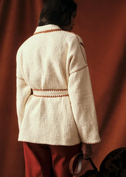 Veste Eunice - Sézane x Baziszt - Ecru Détail Caramel — image 3