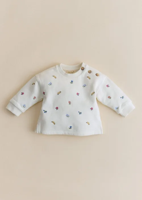 Sweat-Shirt Lulu - Ecru / Broderie Champ de fleurs