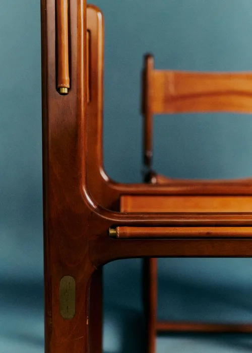 Lot de 4 chaises Gigi Radice années 60 - Cuir et Bois de Rose — image 3