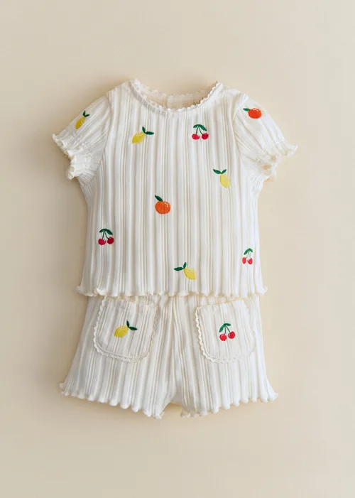 Short June - Ecru / Broderie Fruit