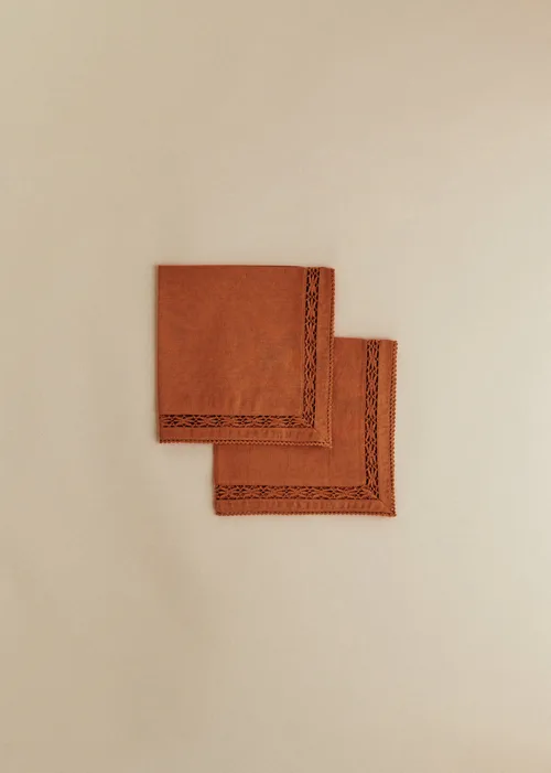 Set de 2 serviettes brodées - Terre De Sienne — image 5