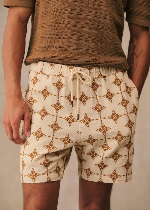 Short Priam - Naturel Broderie Camel