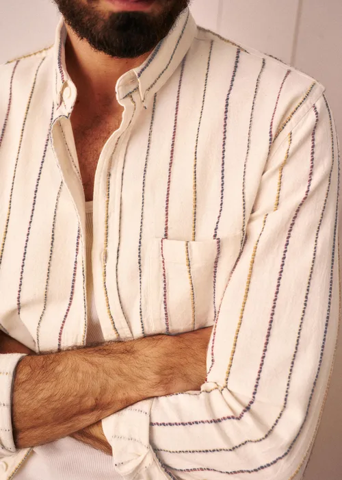 Chemise Charlie Texturée - Écru Rayures Multico — image 3