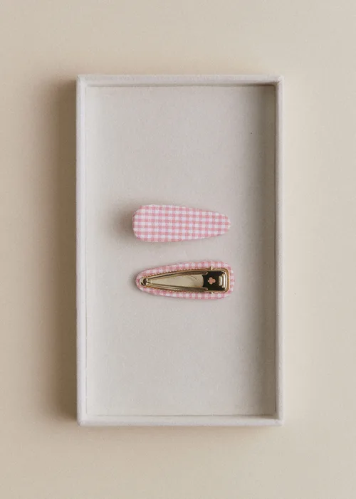 Lot de 2 barrettes - Vichy Rose