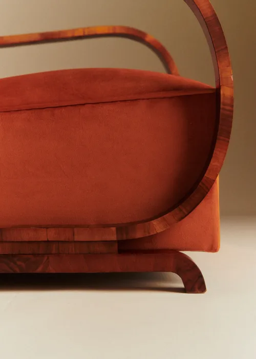Fauteuil art déco vintage en alcanta - Orange — image 6