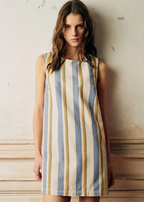Robe Nicila - Rayures Bleu Ecru Jaune — image 3