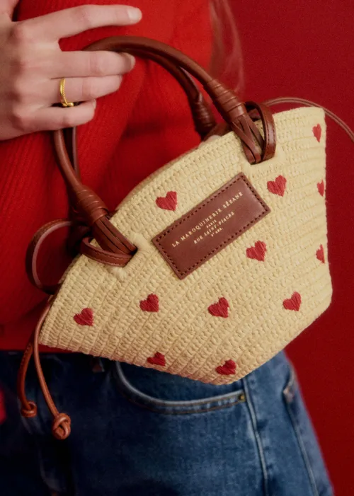 Panier Mini Justine - Raphia Broderie Coeur — image 5