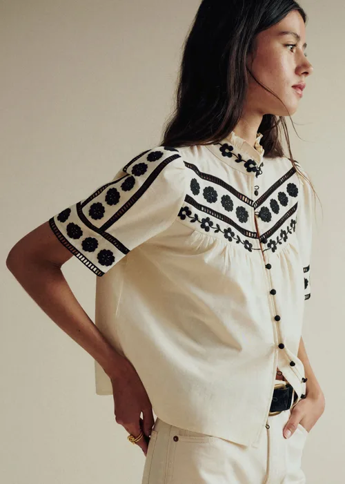 Blouse Hanae - Noir Fond Écru — image 3