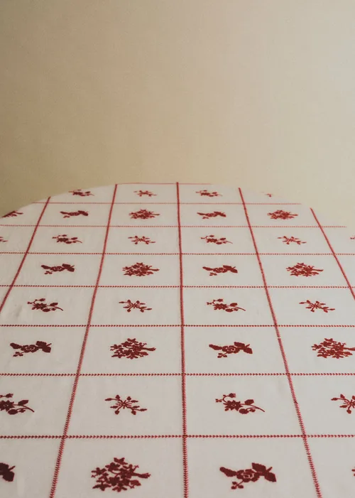 Nappe Brodée - Ecru Broderie Framboise - Epi de Blé — image 3