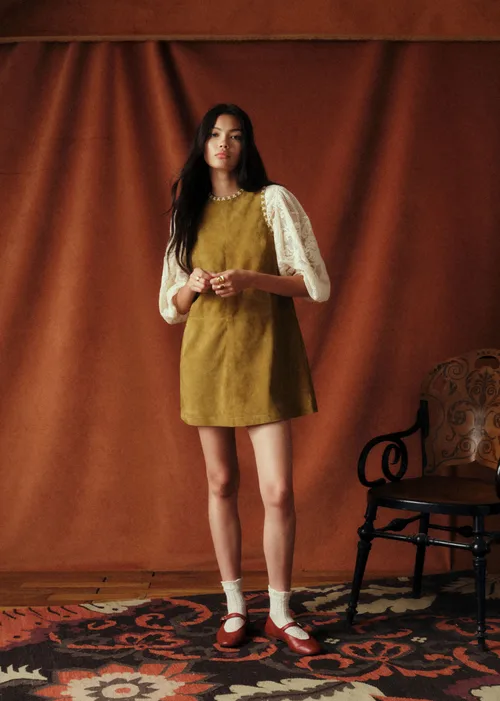 Robe Nicia - Sézane x Baziszt - Mordoré Croisillons Ecru — image 4
